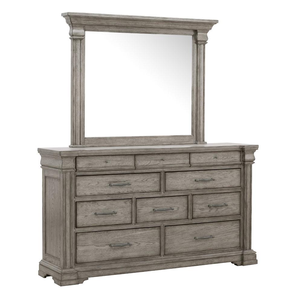 Pulaski - Madison Ridge 10 Drawer Dresser and Framed Mirror in Heritage Taupe - P091-BR-K7 veiw 1