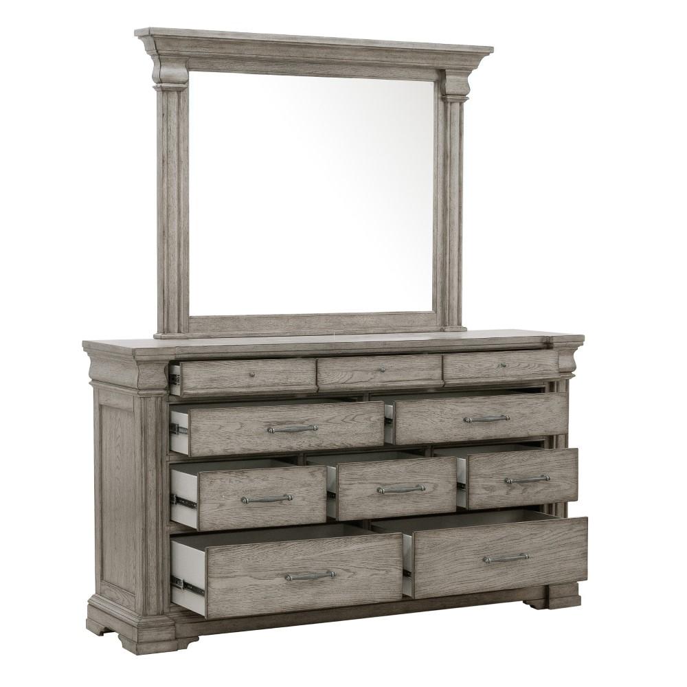 Pulaski - Madison Ridge 10 Drawer Dresser and Framed Mirror in Heritage Taupe - P091-BR-K7 veiw 2