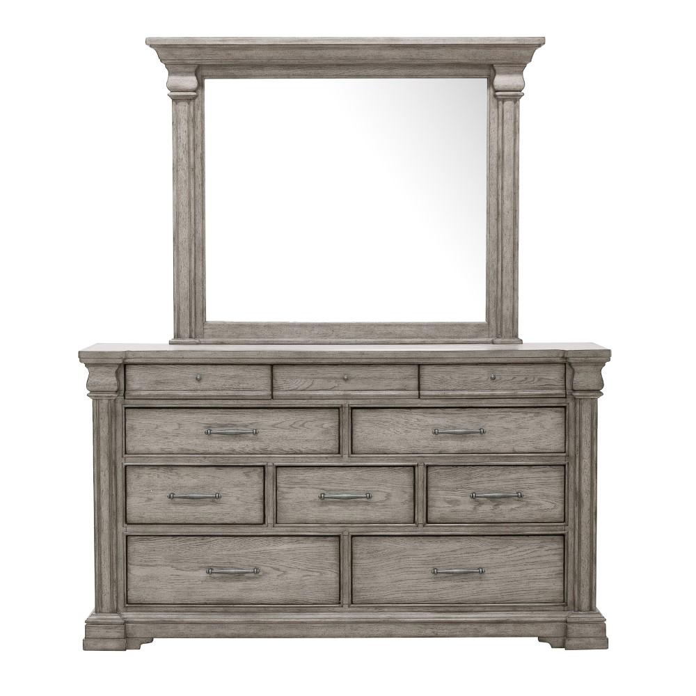 Pulaski - Madison Ridge 10 Drawer Dresser and Framed Mirror in Heritage Taupe - P091-BR-K7 veiw 3