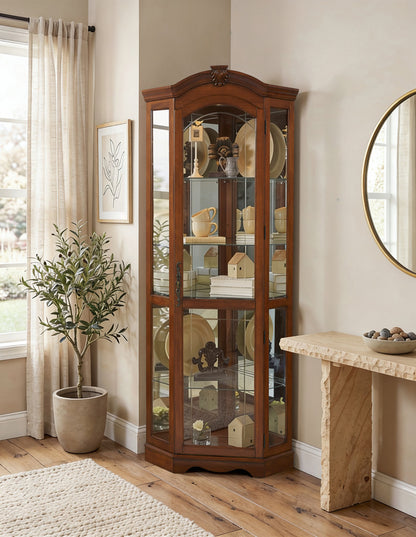 Pulaski Medallion Cherry Corner Curio 20671 View 2