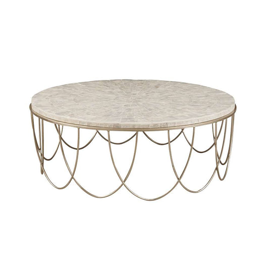 Pulaski - Round Stone Top Cocktail Table with Decorative Metal Base - P301743 veiw 1