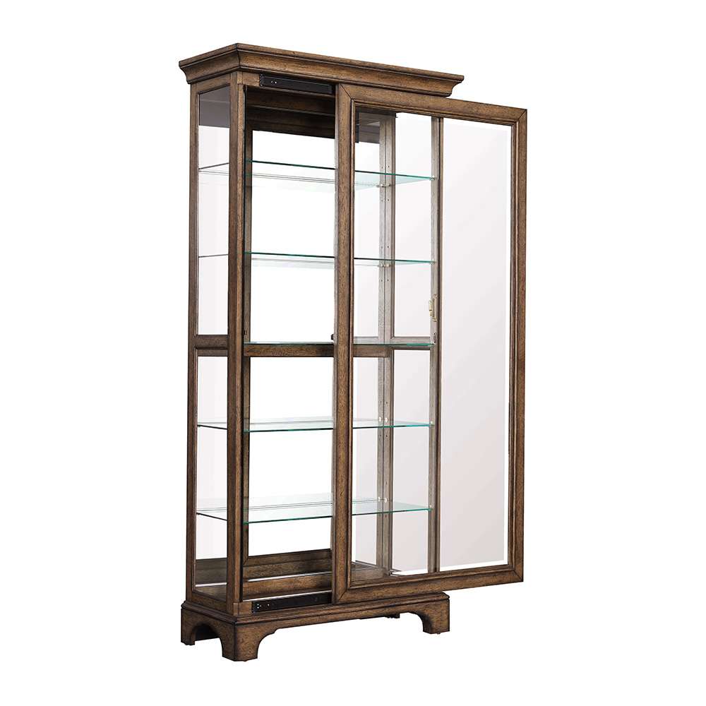 Pulaski - Traditional Sliding Door Curio with Glass Shelves and LED Light - P021768 veiw 2