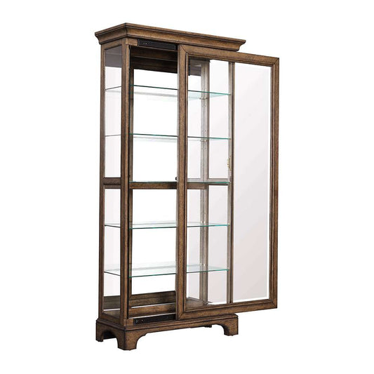 Pulaski - Traditional Sliding Door Curio with Glass Shelves and LED Light - P021768 veiw 2