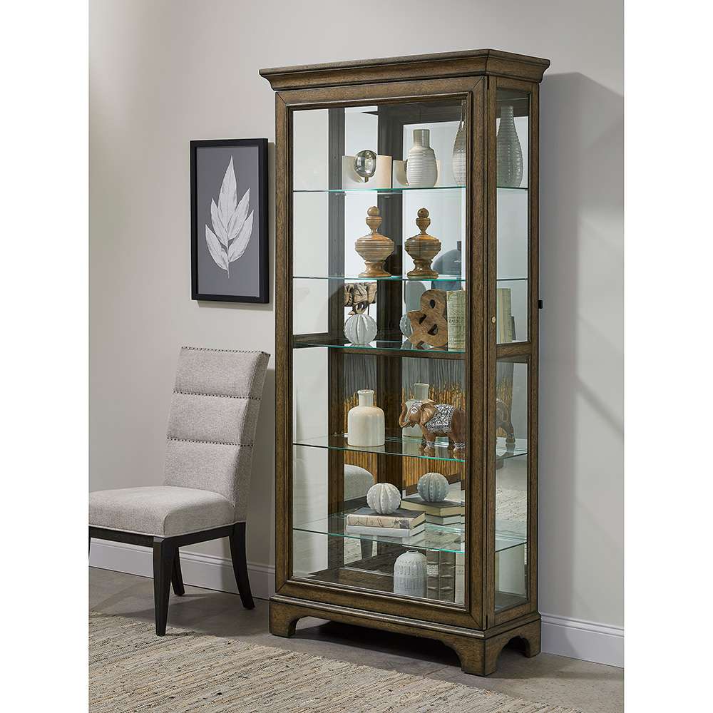 Pulaski - Traditional Sliding Door Curio with Glass Shelves and LED Light - P021768 veiw 6