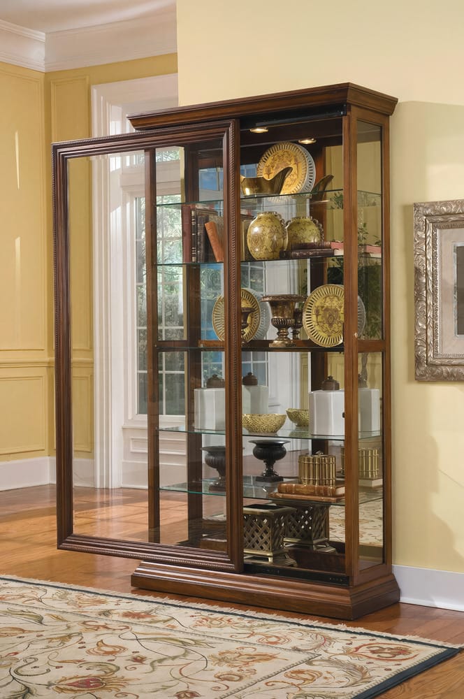 Pulaski Two Way Sliding Door Curio In Dark Wood 21015 View 3