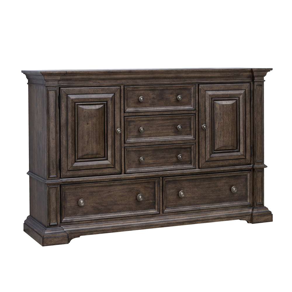Pulaski - Woodbury 5-Drawer Dresser with Cabinets in Cowboy Boots Brown - P351100 veiw 1
