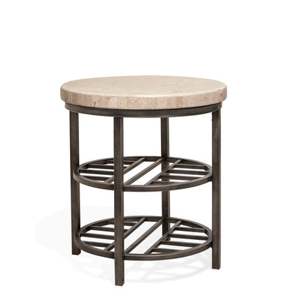 Riverside Furniture - Capri - Round End Table - Alabaster Travertine - 77708 view 2