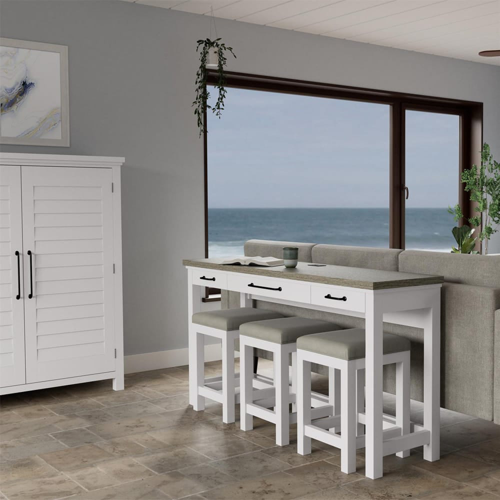 Riverside Furniture - Cora - Sofa Table W/3 Stools - Cloud/Fog - 37216 view 6
