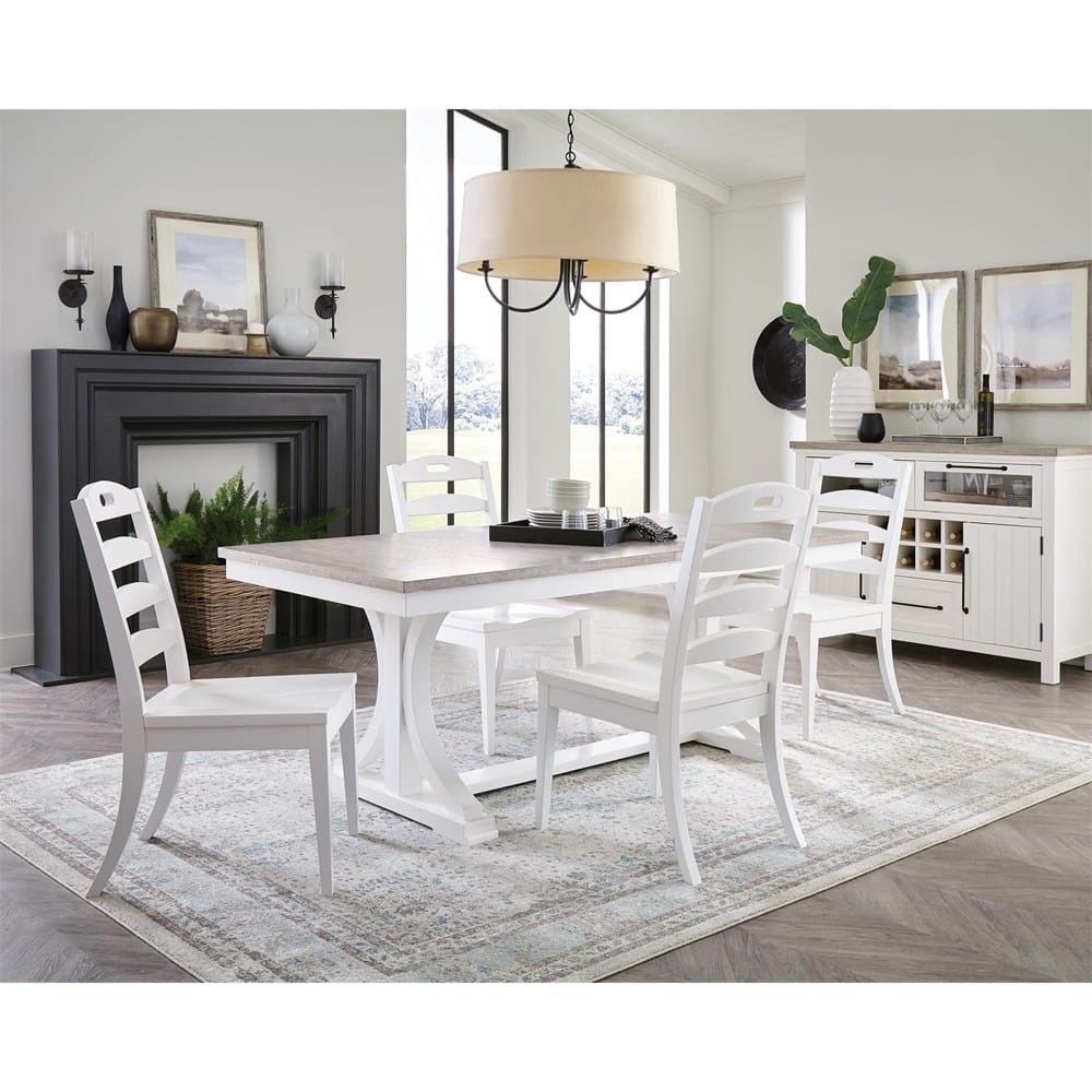 Riverside Furniture - Cora - Trestle Dining Table - Cloud/Fog - 37253 view 5
