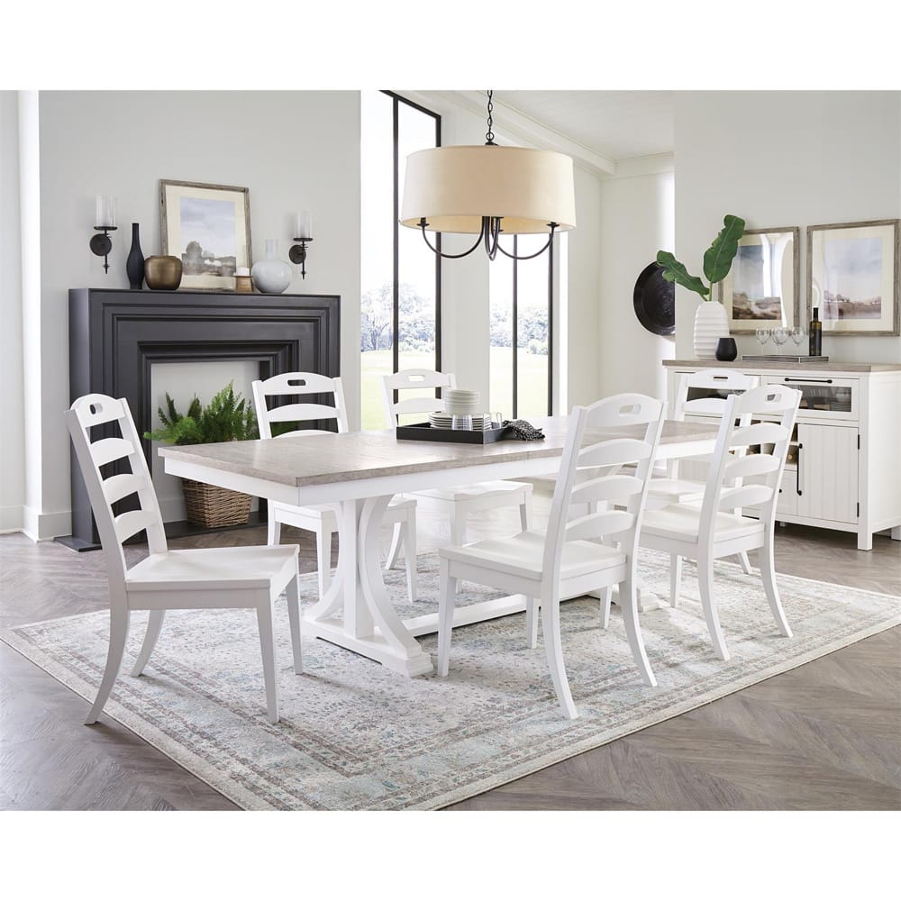 Riverside Furniture - Cora - Trestle Dining Table - Cloud/Fog - 37253 view 7