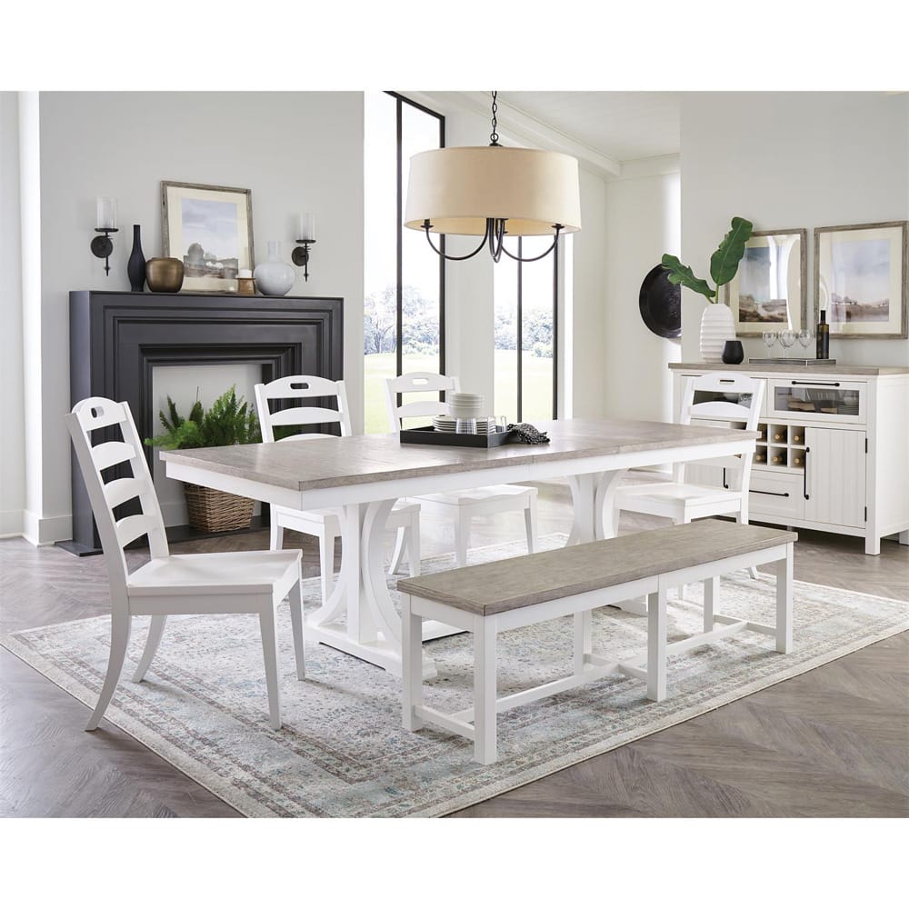 Riverside Furniture - Cora - Trestle Dining Table - Cloud/Fog - 37253 view 8