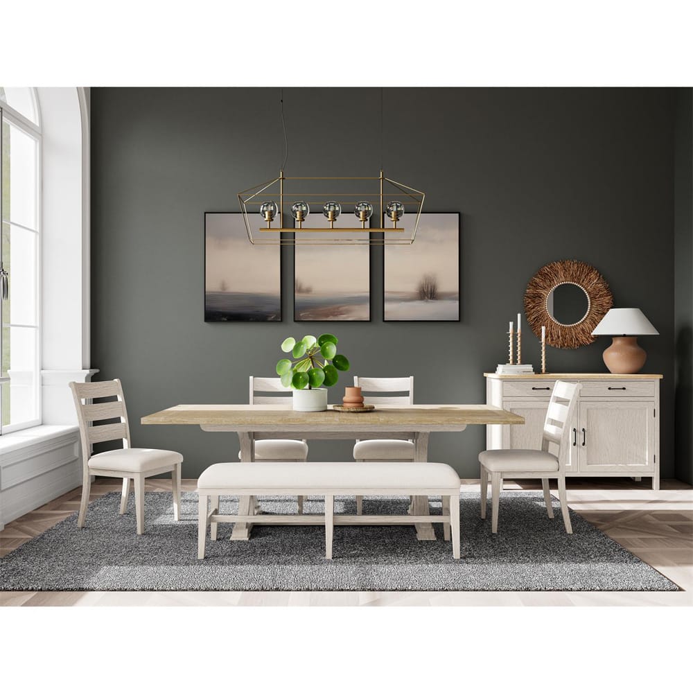 Riverside Furniture - Glenndale - 58" Uph Dining Bench 1in - Aged White/Wheat - 79455 view 6