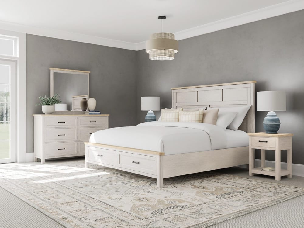 Riverside Furniture - Glenndale - King Storage Bed - Aged White view 6
