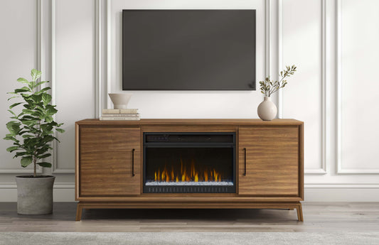 Martin Furniture - Williamsburg Mid-Century Modern 64in Fireplace Console In Brown - IMWB360FP view 2