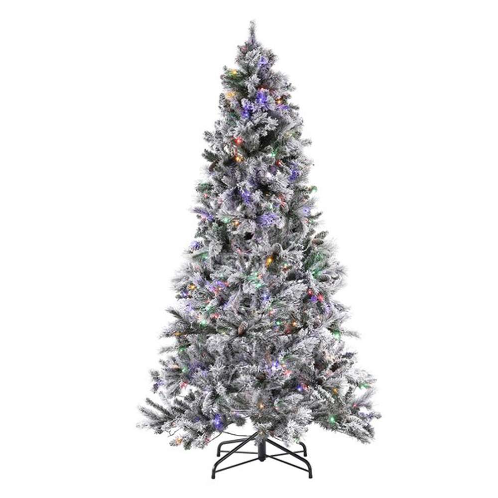 Safavieh - 7.5 Ft Pre-Lit Art. Xmas Tree - White - Green - FXP2016A veiw 2