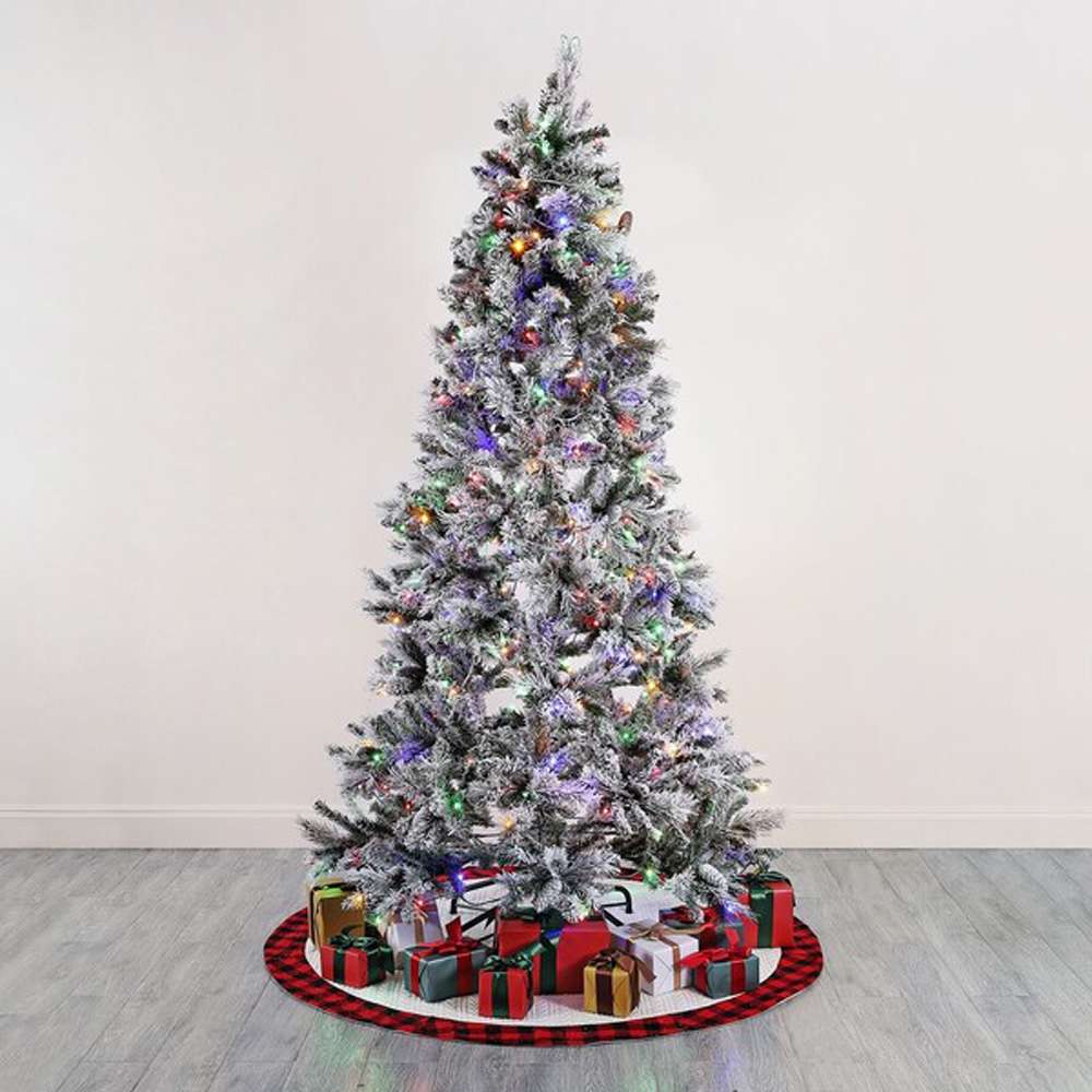 Safavieh - 7.5 Ft Pre-Lit Art. Xmas Tree - White - Green - FXP2016A veiw 3