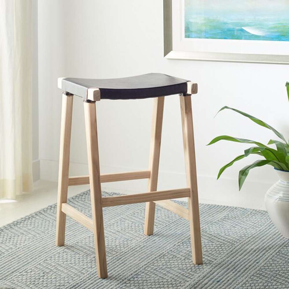 Safavieh - Aariz Rectangle Barstool - Black - Natural - BST1010A veiw 2
