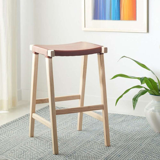 Safavieh - Aariz Rectangle Barstool - Cognac - Natural - BST1010B veiw 2