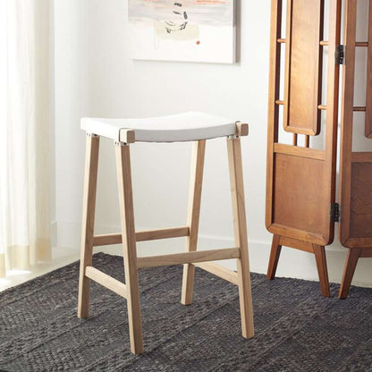 Safavieh - Aariz Rectangle Barstool - White - Natural - BST1010C veiw 2