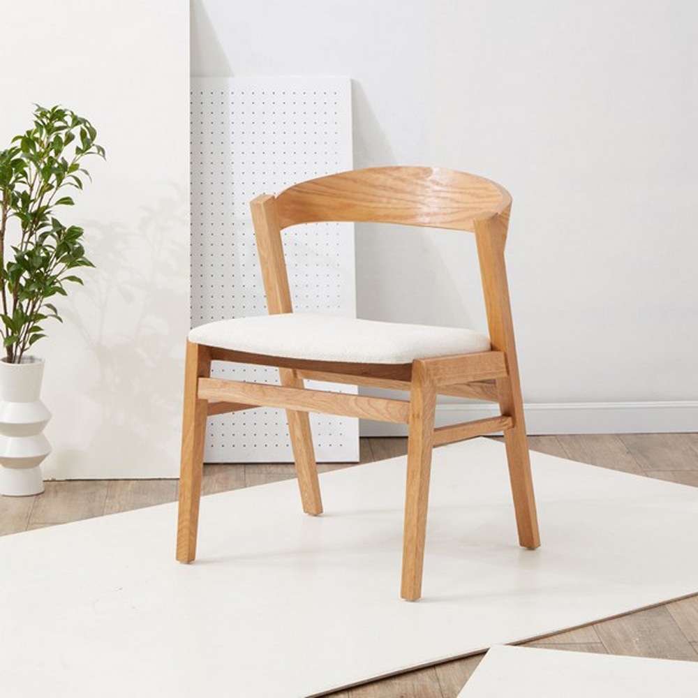 Safavieh - Couture - Abigayle Wood And Boucle Dining Chair - Ivory - Natural - SFV5094A veiw 2
