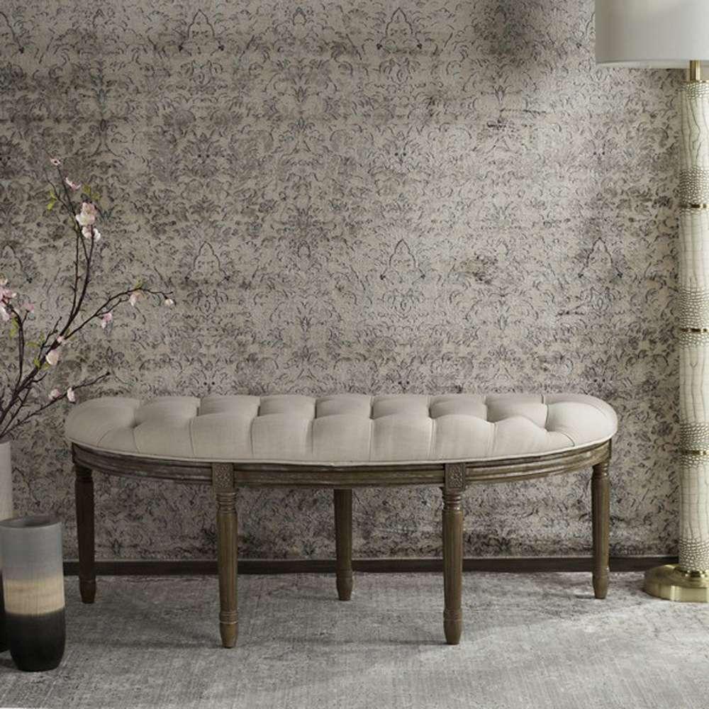 Safavieh - Abilene Semi Circle Bench - Beige - Rustic Oak - FOX6238A veiw 2