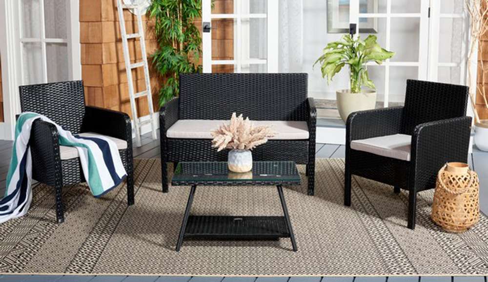 Safavieh - Aboka 4Pc Living Set - Black - Light Grey - PAT7505E veiw 1