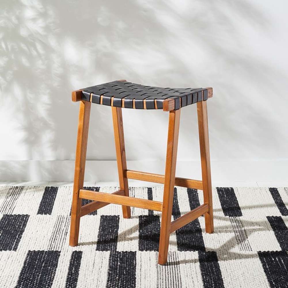 Safavieh - Abreu Rectangle Counter Stool - Black - Natural - BST1013E veiw 2