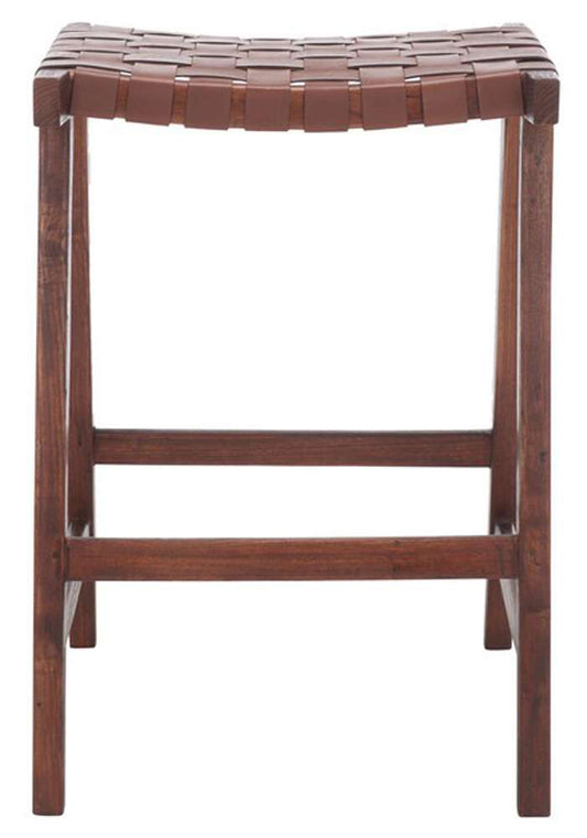 Safavieh - Abreu Rectangle Counter Stool - Cognac - Walnut - BST1013H veiw 1