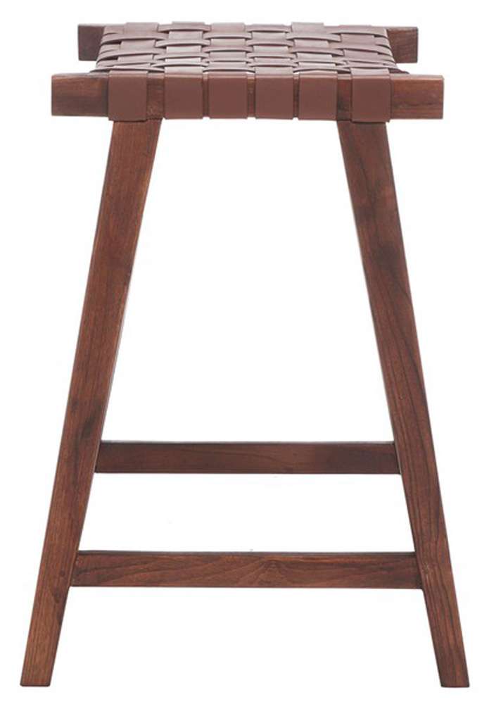 Safavieh - Abreu Rectangle Counter Stool - Cognac - Walnut - BST1013H veiw 4