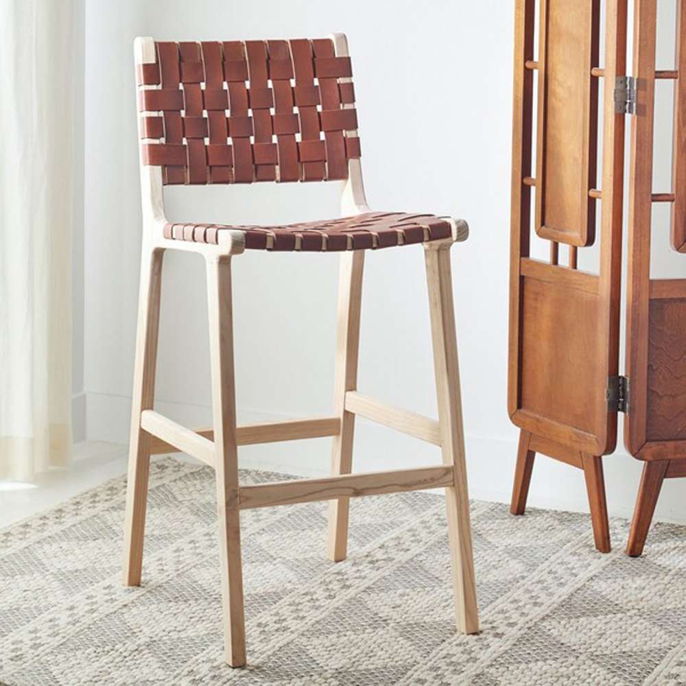 Safavieh - Adah Leather Bar Stool - Cognac - Natural - BST1014A veiw 2