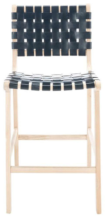 Safavieh - Adah Leather Counter Stool - Black - Natural - BST1015C veiw 1