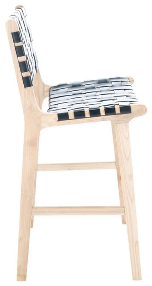 Safavieh - Adah Leather Counter Stool - Black - Natural - BST1015C veiw 3