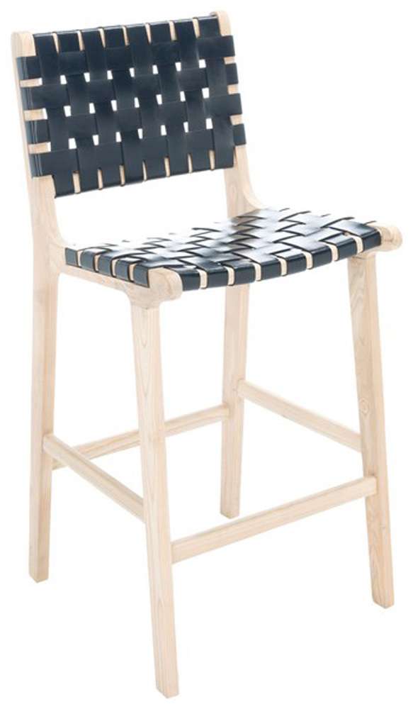 Safavieh - Adah Leather Counter Stool - Black - Natural - BST1015C veiw 4