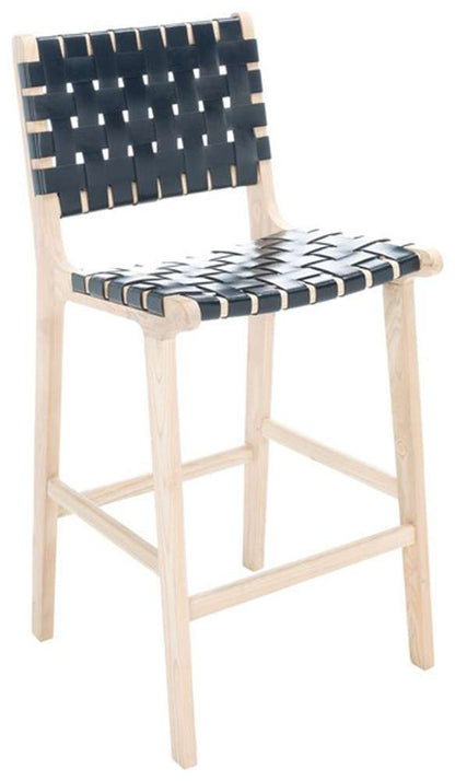 Safavieh - Adah Leather Counter Stool - Black - Natural - BST1015C veiw 4