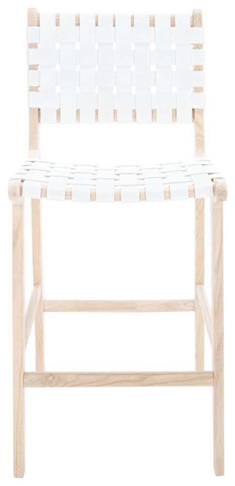 Safavieh - Adah Leather Counter Stool - White - Natural - BST1015B veiw 1