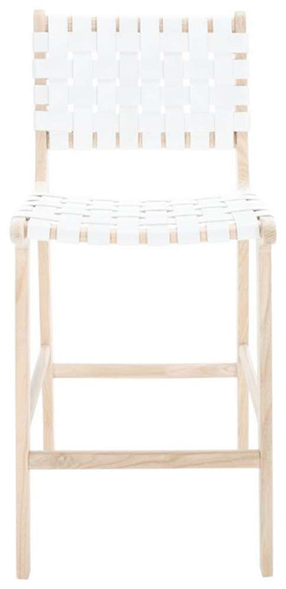 Safavieh - Adah Leather Counter Stool - White - Natural - BST1015B veiw 1