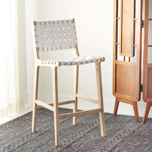 Safavieh - Adah Leather Counter Stool - White - Natural - BST1015B veiw 2