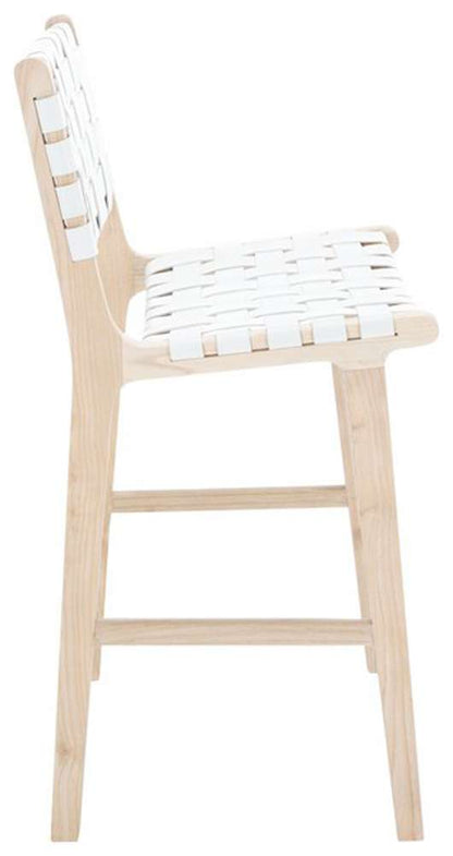 Safavieh - Adah Leather Counter Stool - White - Natural - BST1015B veiw 3