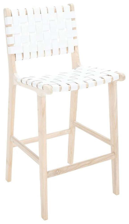 Safavieh - Adah Leather Counter Stool - White - Natural - BST1015B veiw 4