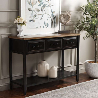 Safavieh - Aiden Console Table - Black - Oak - AMH6502A veiw 2