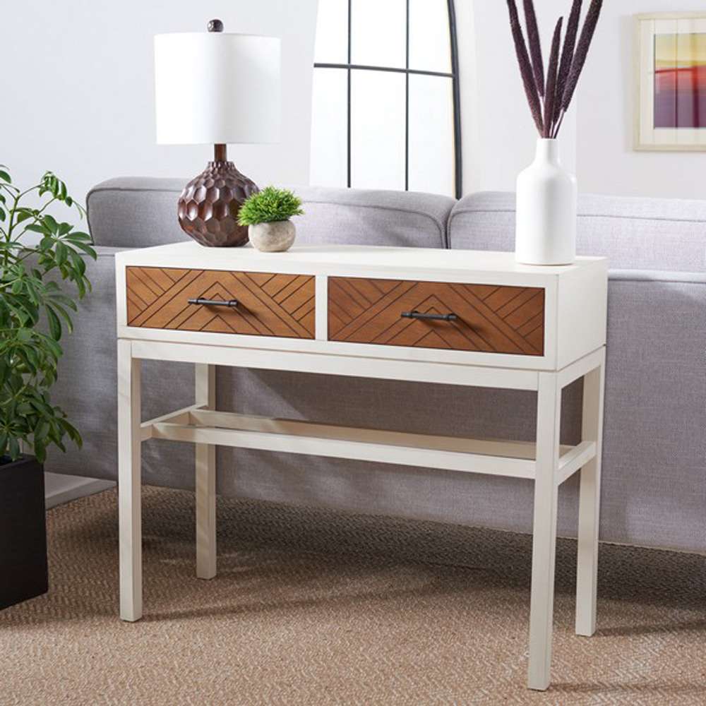 Safavieh - Ajana 2 Drw Console Table - Distressed White - Honey - CNS5709C veiw 2