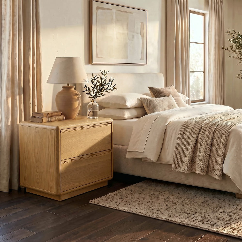 Safavieh - Alanna Carved Wood 2 Drawer Nightstand / Brown Oak - SFV2236B view 2