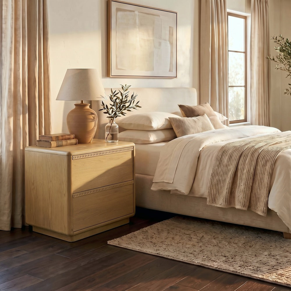 Safavieh - Alanna Carved Wood 2 Drawer Nightstand / Oak - SFV2236A view 2