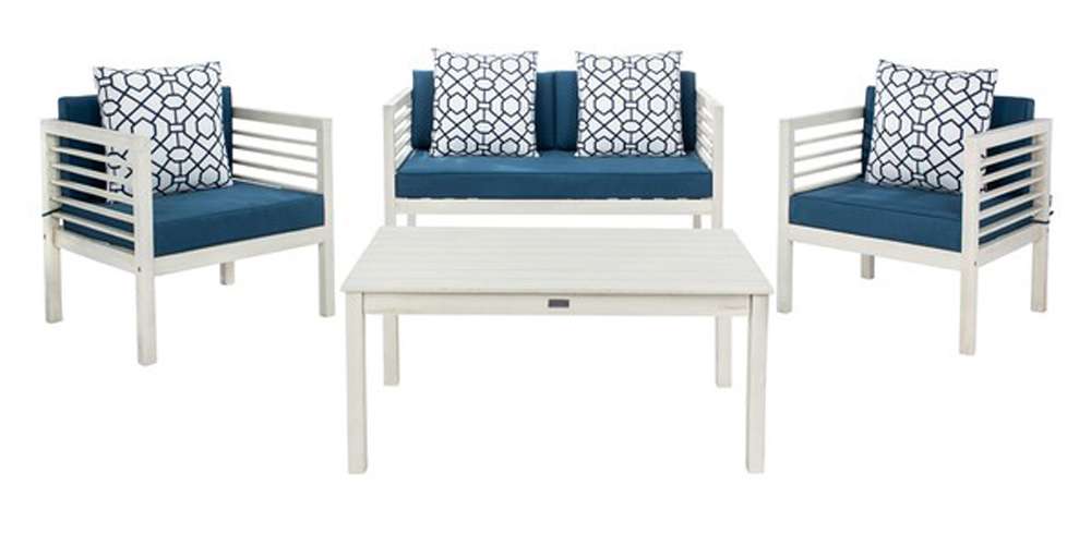 Safavieh - Alda 4 Piece Set - White - Nvy + Trellis P - PAT7033D veiw 1