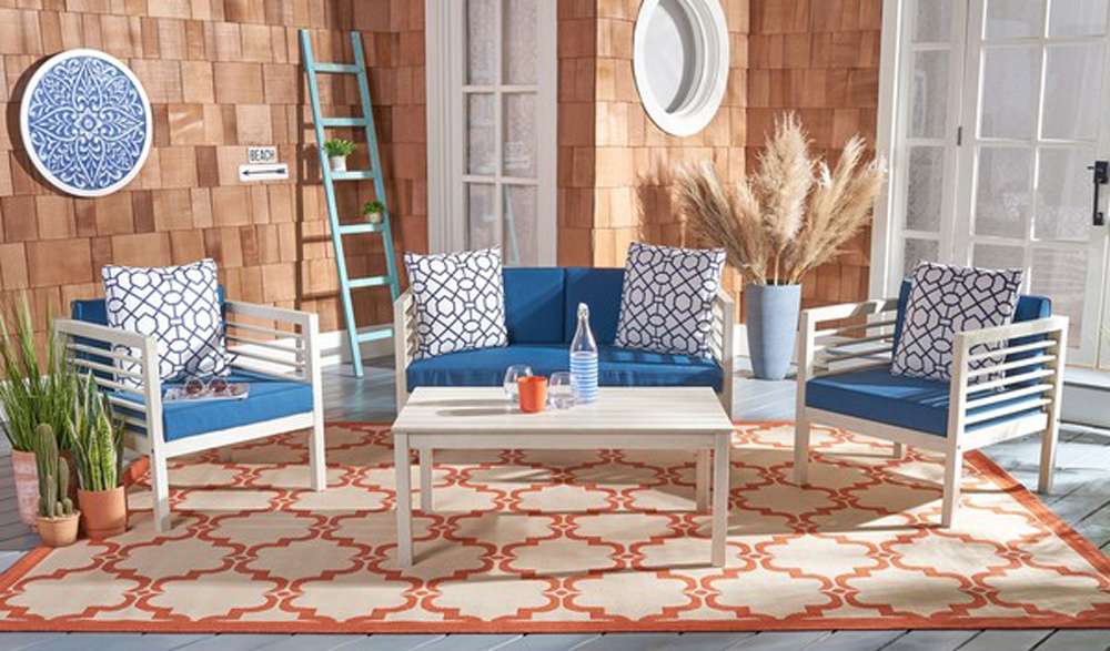 Safavieh - Alda 4 Piece Set - White - Nvy + Trellis P - PAT7033D veiw 2