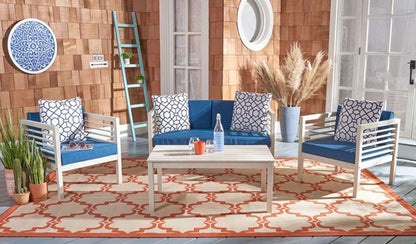 Safavieh - Alda 4 Piece Set - White - Nvy + Trellis P - PAT7033D veiw 2