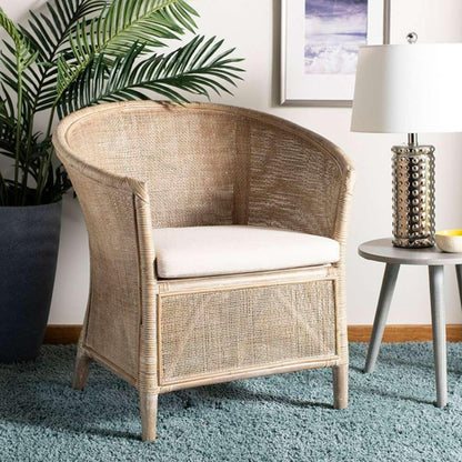 Safavieh - Alexana Rattan Armchair - White - Grey White Wash - ACH6502A veiw 2