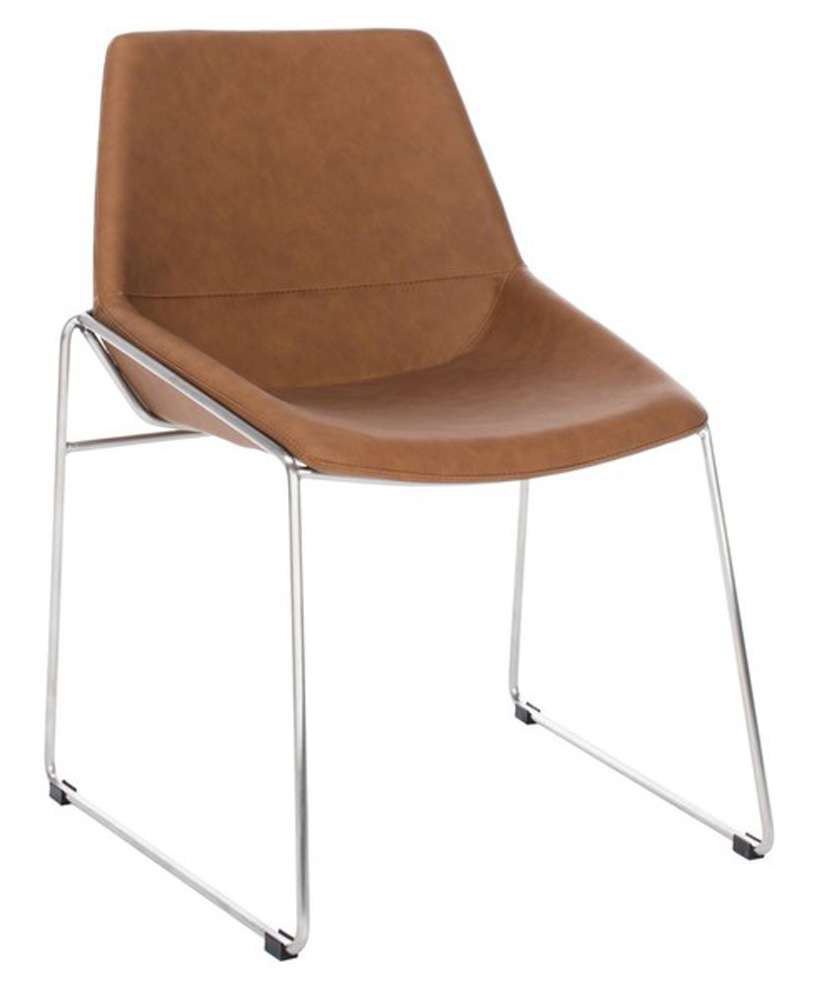 Safavieh - Alexis Midcentury Dining Chair - Cognac - Silver  (Set of 2) - DCH3000C-SET2 veiw 3