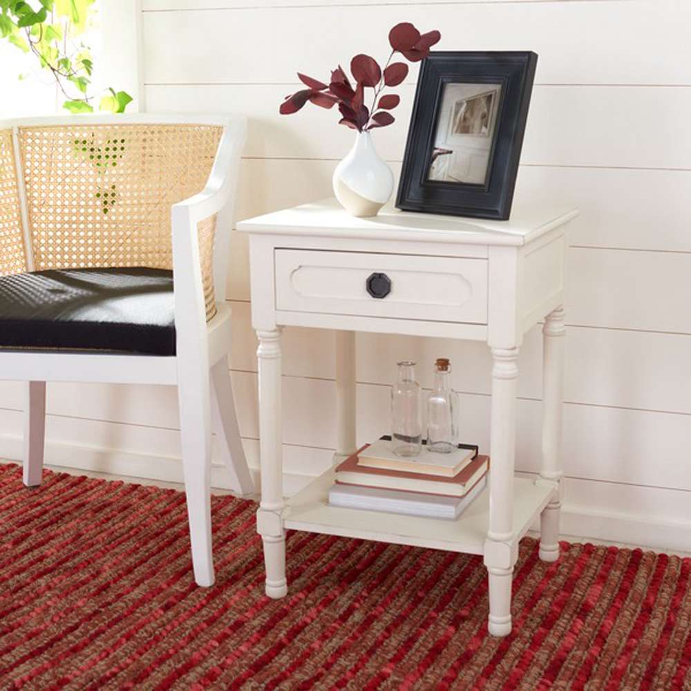 Safavieh - Allura 1Drw Accent Table - Distressed - White - ACC5718A veiw 2