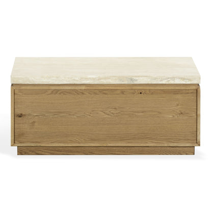 Safavieh - Alysandria Rectangle Travertine Top Coffee Table / Brown Oak / Travertine - SFV2251B view 1
